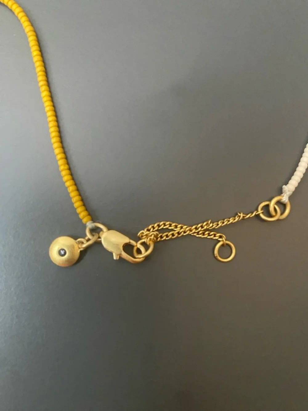 Madewell Cream and Yellow Seed Bead Necklace with Matching Small Tassels - Picture 5 of 5